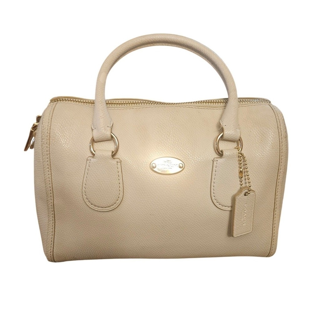 Coach Bennett Mini Satchel Cream Beige Crossgrain Leather Handbag F36624